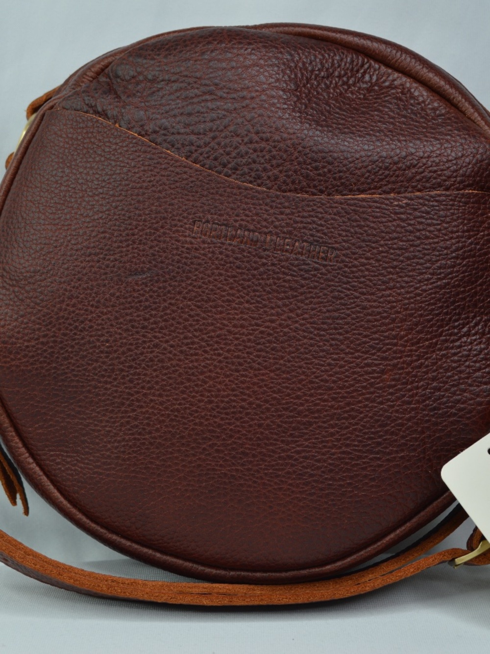 Portland Leather C-Sale Pebble Leather Circle Crossbody NUTMEG LARGE 9”